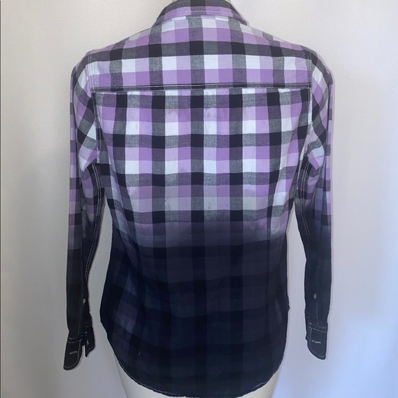 *CUSTOM DYED PLAID BUTTON DOWN - Picture 5 of 6